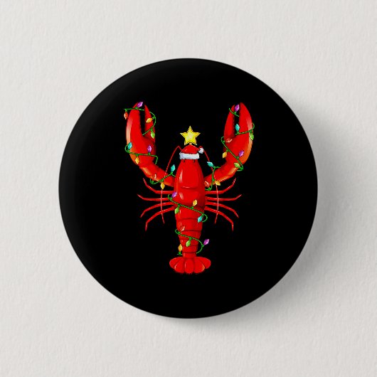 Badge Rond 5 Cm Lobster Lighting Xmas Tree Matching Lobster Christ (Devant)