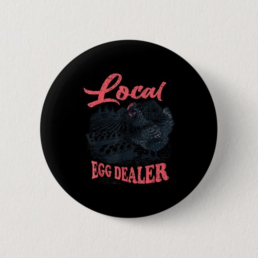 Badge Rond 5 Cm Local Egg Er Retro Chicken Funny Farmer Easter Adu (Devant)