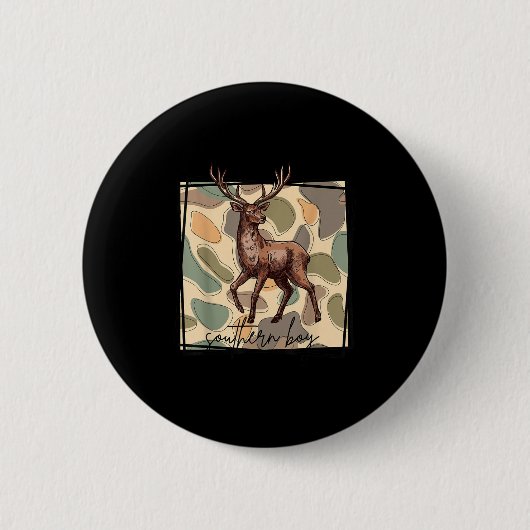 Badge Rond 5 Cm Local Southern Boy Deer Hunting Camo Outdoor Vinta (Devant)