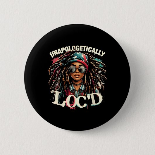 Badge Rond 5 Cm Loc'd Black Afro Queen Hist (Devant)
