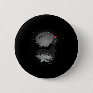 Badge Rond 5 Cm Loch Ness Monster Pleine lune de Noël Nessie Xmas