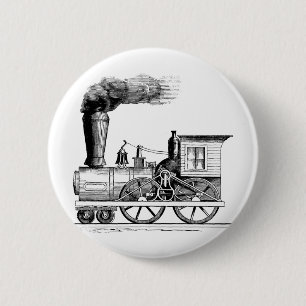 Badge Rond 5 Cm Locomotive à vapeur ancienne