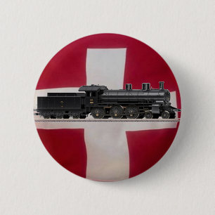 Badge Rond 5 Cm Locomotive À Vapeur Bouton A 3/5