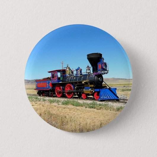 Badge Rond 5 Cm Locomotive Steam Engine Train Photo (Devant)
