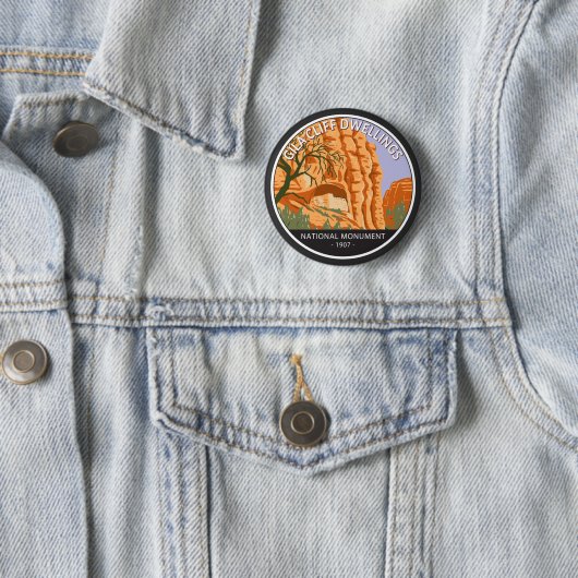 Badge Rond 5 Cm Logements Gila Cliff Monument National Circle (En situation)