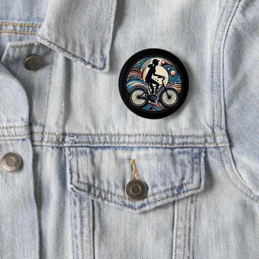 Badge Rond 5 Cm Logo Abstrait Vélo moderne pour Femmes (En situation)