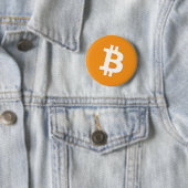 Badge Rond 5 Cm Logo Bitcoin Cryptomonnaie (En situation)