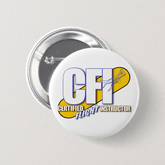 BADGE ROND 5 CM LOGO CFI - INSTRUCTEUR DE VOL CERTIFIÉ (Devant & derrière)