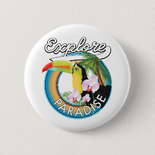 Badge Rond 5 Cm logo de Explore Paradise Travel en style cartoon