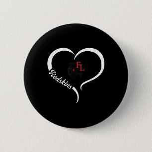 Badge Rond 5 Cm Logo de Fort Loramie Redskins Demi-Coeur Slogan Hs