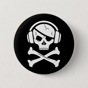 Badge Rond 5 Cm Logo de la piraterie anti-RIAA de pirate de