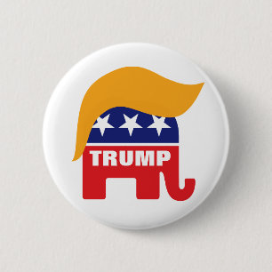 Badge Rond 5 Cm Logo de l'Éléphant Républicain de Donald Trump