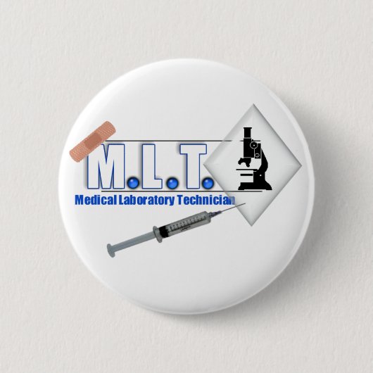 Badge Rond 5 Cm LOGO de MLT avec le MICROSCOPE - LABORATOIRE (Devant)