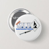 Badge Rond 5 Cm LOGO de MLT avec le MICROSCOPE - LABORATOIRE (Devant & derrière)