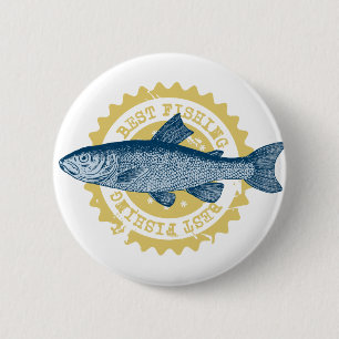 Badge Rond 5 Cm Logo de pêche de truite de la "meilleure pêche",