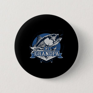 Badge Rond 5 Cm Logo de pêche papy numéro 1 tendance