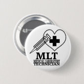 BADGE ROND 5 CM LOGO DE TECH DE LABORATOIRE MÉDICALE DE SERINGUE (Devant & derrière)