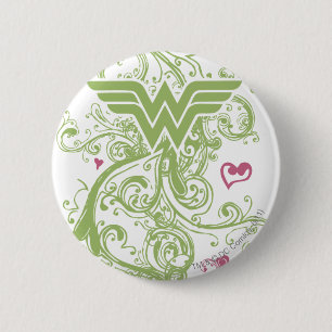 Badge Rond 5 Cm Logo de Wonder Woman Green Swirls