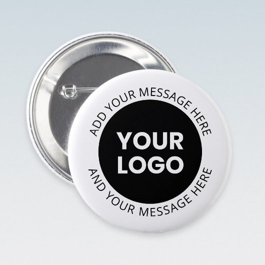 Badge Rond 5 Cm Logo d'entreprise et texte modifiable blanc et noi