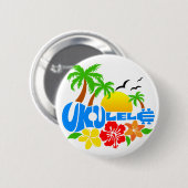 Badge Rond 5 Cm Logo d'île d'ukulélé (Devant & derrière)