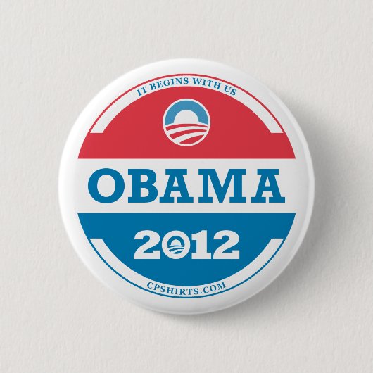 Badge Rond 5 Cm Logo d'Obama 2012 (Devant)
