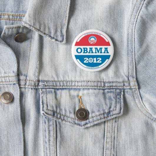 Badge Rond 5 Cm Logo d'Obama 2012 (En situation)