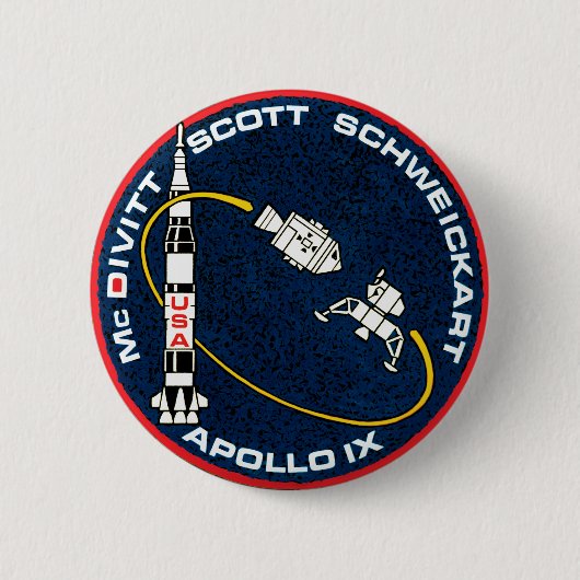 Badge Rond 5 Cm Logo du patch de mission NASA Apollo 9 (Devant)