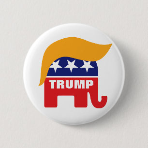 Badge Rond 5 Cm Logo éléphant GOP cheveux de Donald Trump