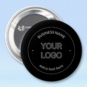Badge Rond 5 Cm Logo et nom d'entreprise modifiables   Noir