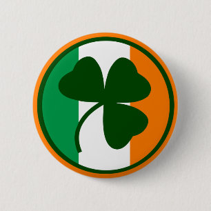 Badge Rond 5 Cm Logo irlandais, shamrock sur des couleurs de