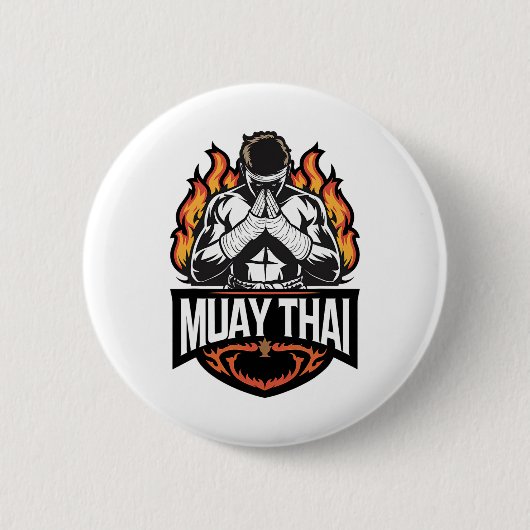 Badge Rond 5 Cm Logo Muay Thai - Thai Boxer Fighter (Devant)