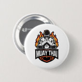 Badge Rond 5 Cm Logo Muay Thai - Thai Boxer Fighter (Devant & derrière)