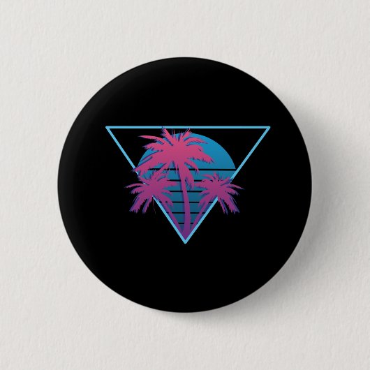 Badge Rond 5 Cm Logo Palmiers Rétro (Devant)