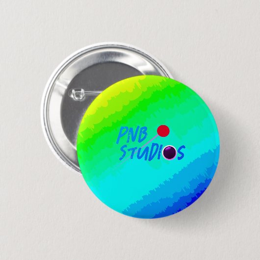 Badge Rond 5 Cm Logo PNB Studios - Wavy Rainbow Arrière - plan pin (Devant & derrière)