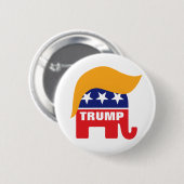 Badge Rond 5 Cm Logo républicain Donald Trump pour éléphants (Devant & derrière)