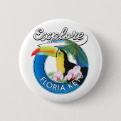 Badge Rond 5 Cm logo rétro des Keys de Floride (Devant)