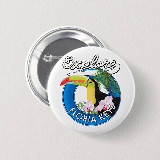 Badge Rond 5 Cm logo rétro des Keys de Floride (Devant & derrière)