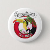 Badge Rond 5 Cm Logo rétro Explore Colombia (Devant)