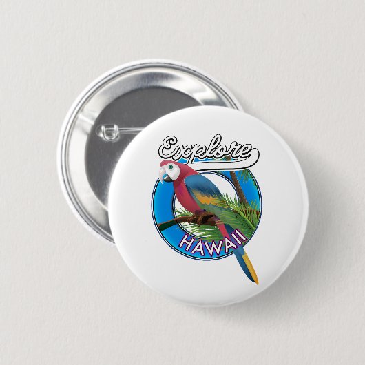Badge Rond 5 Cm Logo rétro Explore Hawaii (Devant & derrière)