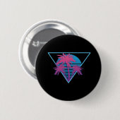 Badge Rond 5 Cm Logo Retro Palm Trees (Devant & derrière)