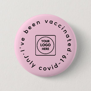 Badge Rond 5 Cm Logo rose vacciné   Sensibilisation moderne à la C
