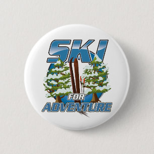 Badge Rond 5 Cm Logo Ski pour voyage aventure