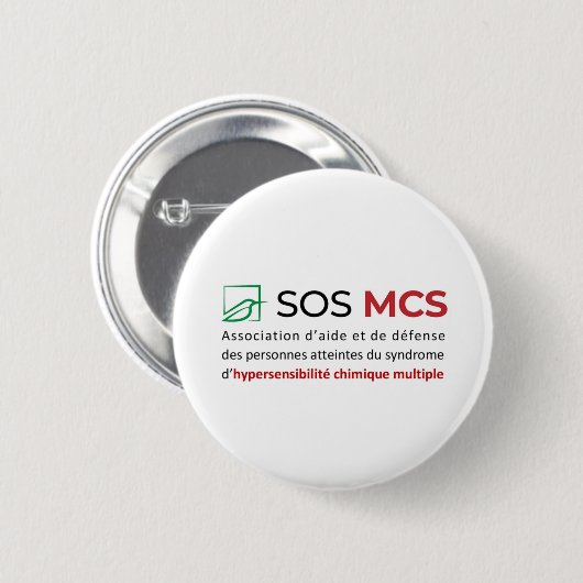 Badge Rond 5 Cm Logo SOS MCS + texte (Devant & derrière)