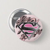 Badge Rond 5 Cm Logo Supergirl avec Rose (Devant & derrière)