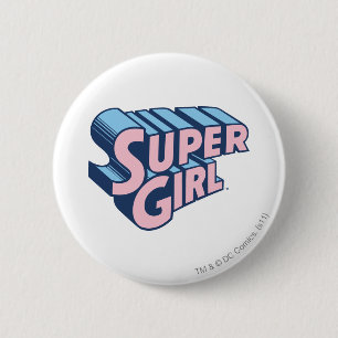 Badge Rond 5 Cm Logo Supergirl rose et bleu