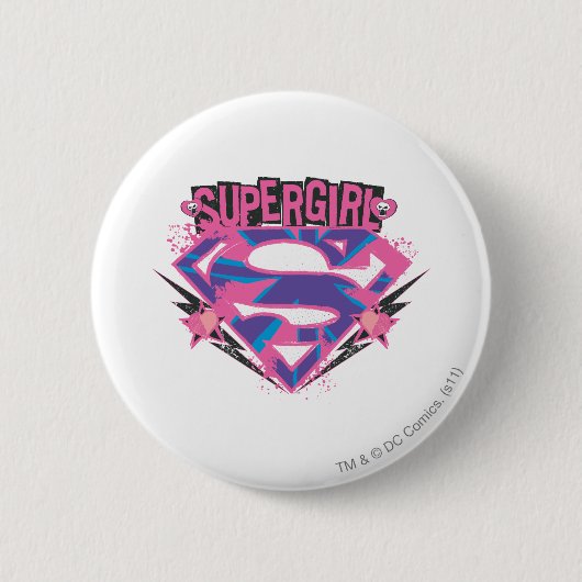 Badge Rond 5 Cm Logo Supergirl rose et violet Grunge (Devant)