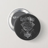 Badge Rond 5 Cm Logo Supergirl Silver (Devant & derrière)