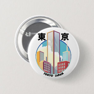 Badge Rond 5 Cm Logo Tokyo Japan Cityscape