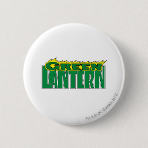 Badge Rond 5 Cm Logo vert de lanterne - flammes jaunes