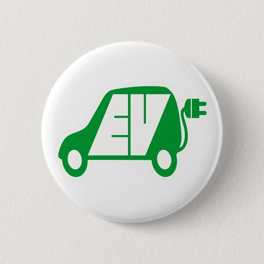 Badge Rond 5 Cm Logo vert d'icône du véhicule électrique EV - (Devant)